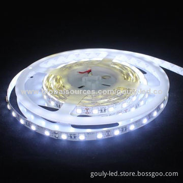 White Flexible LED Strip with 60 Pieces of 5050 SMD LEDs/Meter, 72W/12V Power Supply